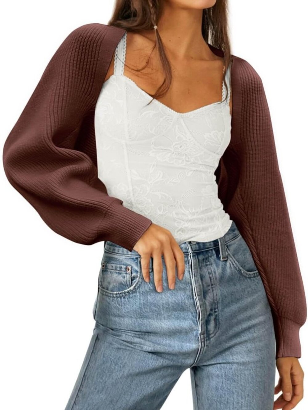 Chic Women's Long Sleeve Bolero Shrug Sweater - Knitted Crop Cardigan 2026